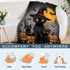 Halloween Throw Blanket Pumpkins Cats Throw Blanket Black Spooky Scary Blanket Decorative Lightweight Fuzzy Soft Plush Fleece Blankets and Throws Couch Sofa Bed Blanket