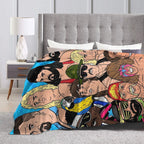 [Cozy Wrestling Flannel Blanket] Soft, Warm Wrestling-Themed Flannel Blanket - Cozy Throw for Couch, Office, Bed, Camping & Travel - Versatile All-Season Gift, Charming Anime Style Skin-friendly, lightweight and soft