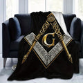 Unisex Masonic Master Mason Flannel Throw Blanket - 60x80in Full Cover, 280g Heavyweight Plush, All-Seeing Eye Art, Masonic Symbols Print, Soft Cozy, Machine Wash, All-Season Aesthetic Blanket, Symbolic Gift for Bed, Couch