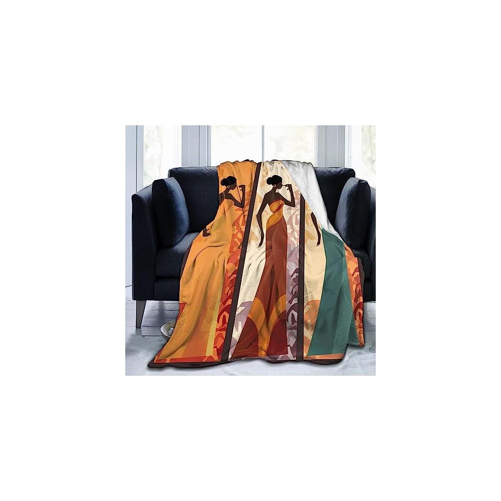 Beautiful African Women Throw Blanket Plush Microfiber Flannel Fleece Blanket 60"x50" for Bed Sofa Couch Camping Travel
