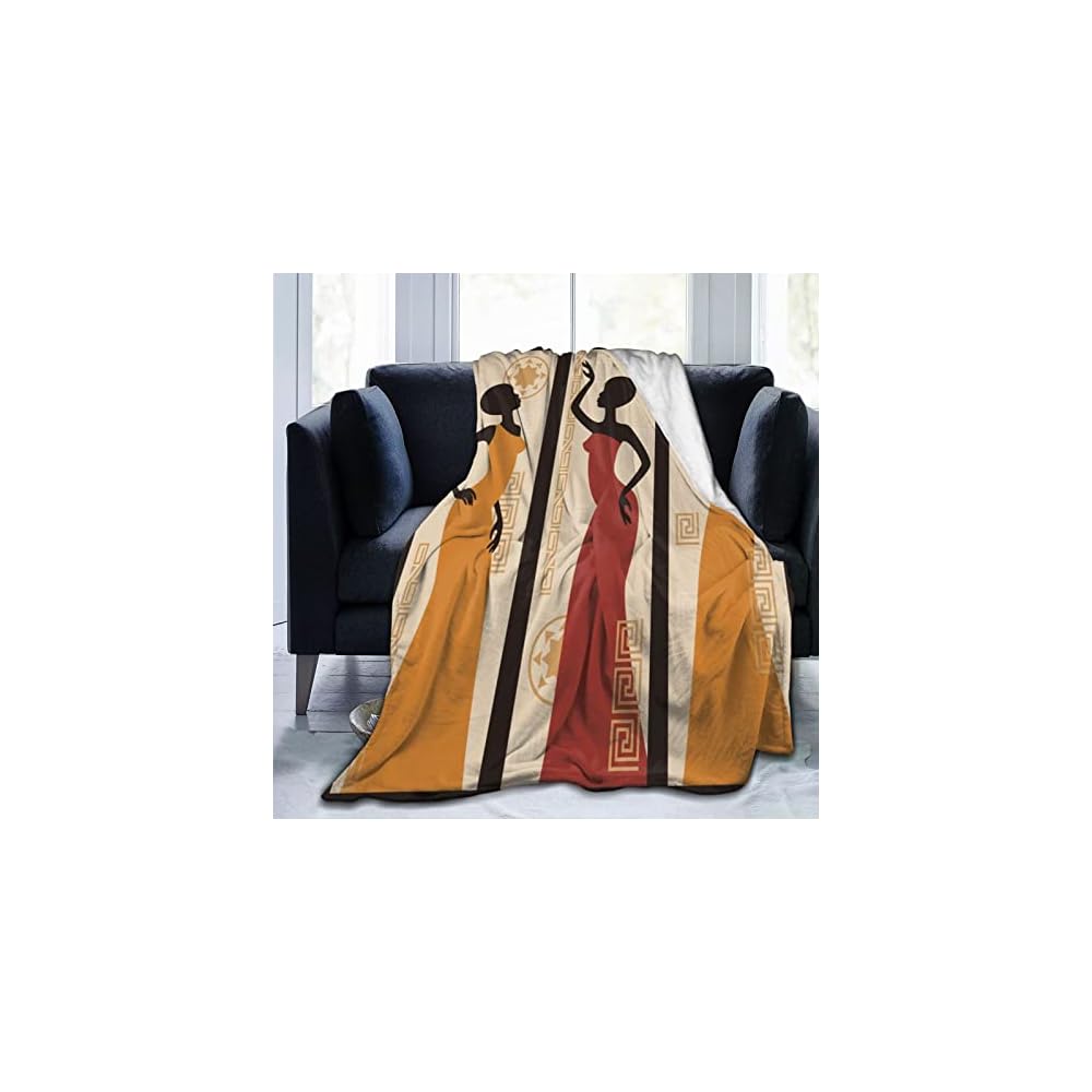 Beautiful African Women Throw Blanket Plush Microfiber Flannel Fleece Blanket 60"x50" for Bed Sofa Couch Camping Travel