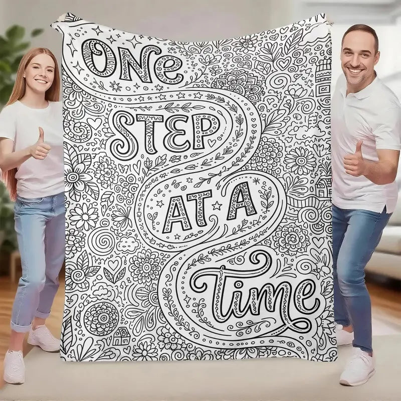 Adult Stress Relief Coloring Flannel Blanket, Creative Hand-Painted Graffiti Sofa Cover Blanket, Home Leisure Decorative Nap Blanket, Reusable Coloring And Graffiti Warm Blanket