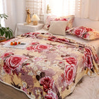 1pc of Luxurious Thickened Floral Flannel Coral Blanket, Soft, Warm, and Comfortable Bedding for Naps, Sofa Throw, Cover Blanket, Office Nap Blanket, Air-conditioned Blanket. Suitable for Sofas, Offices, Beds, Cars, Camping Trips, Home Decor